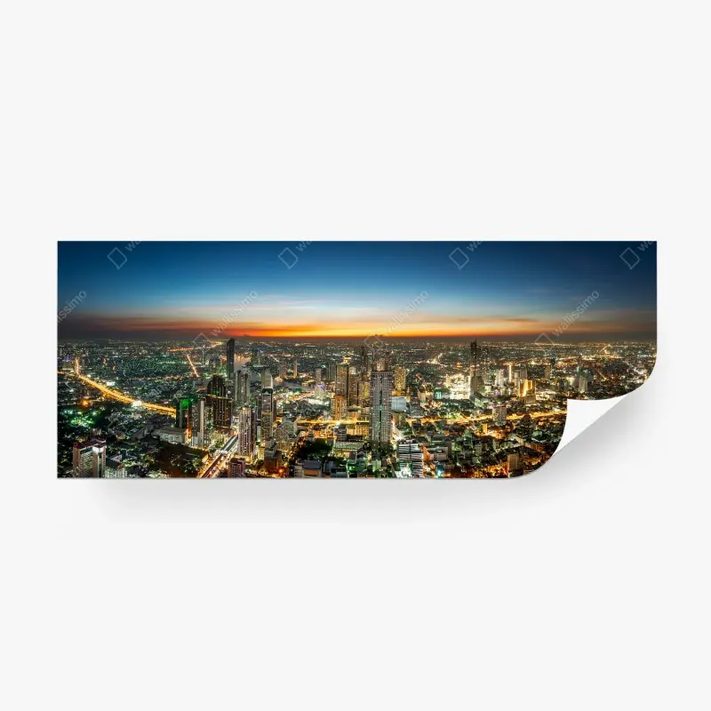 Fototapete panorama von Bangkok bei dämmerung