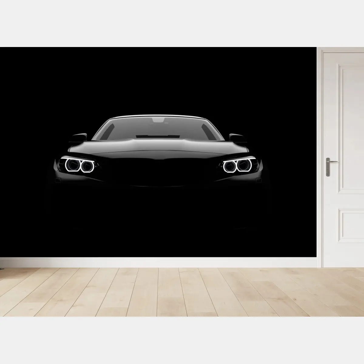 Fototapete eleganter schwarzer sportwagen von vorn – Pixers®