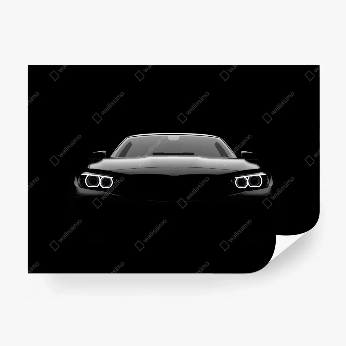 Fototapete eleganter schwarzer sportwagen von vorn – Pixers®