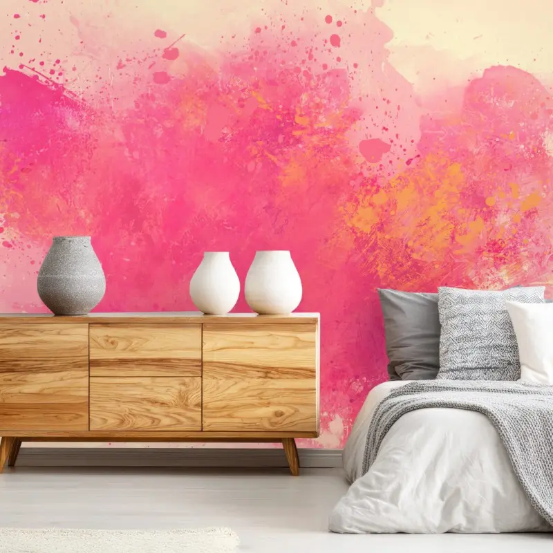 Fototapete lebendige rosa aquarellspritzer