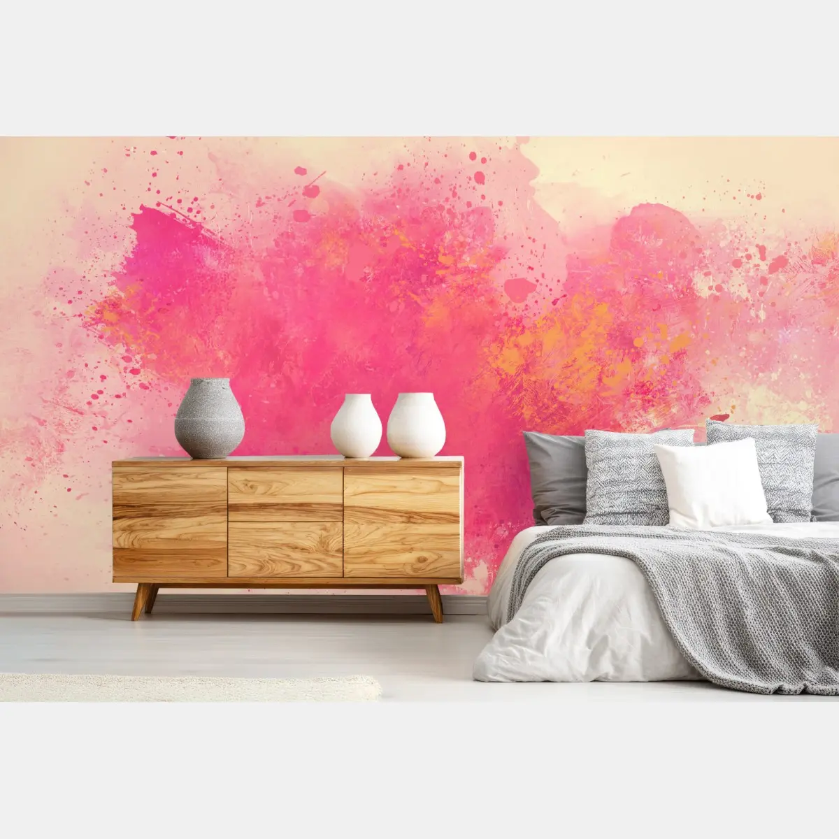 Fototapete lebendige rosa aquarellspritzer – Pixers®