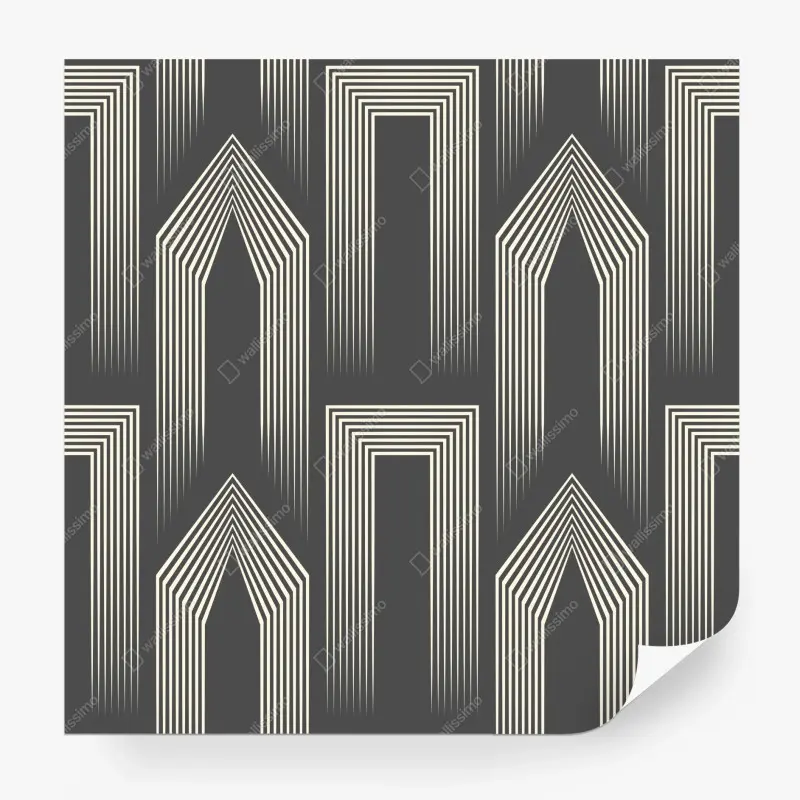 Fototapete geometrisches art-deco-muster in grau und beige