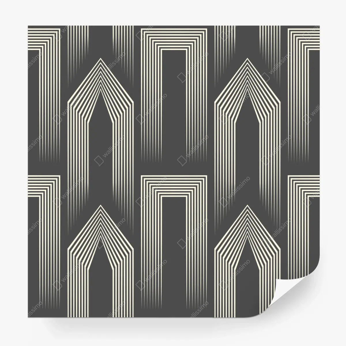 Fototapete geometrisches art-deco-muster in grau und beige – Pixers®