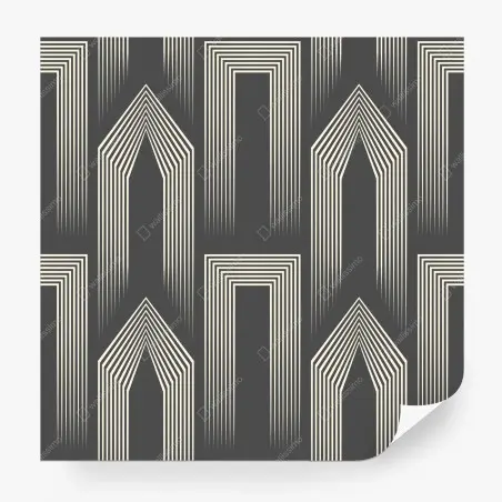Fototapete geometrisches art-deco-muster in grau und beige – Pixers®