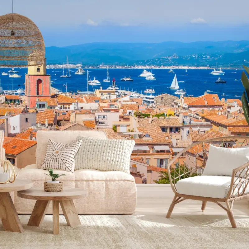 Fototapete sonniges mediterranes hafenpanorama