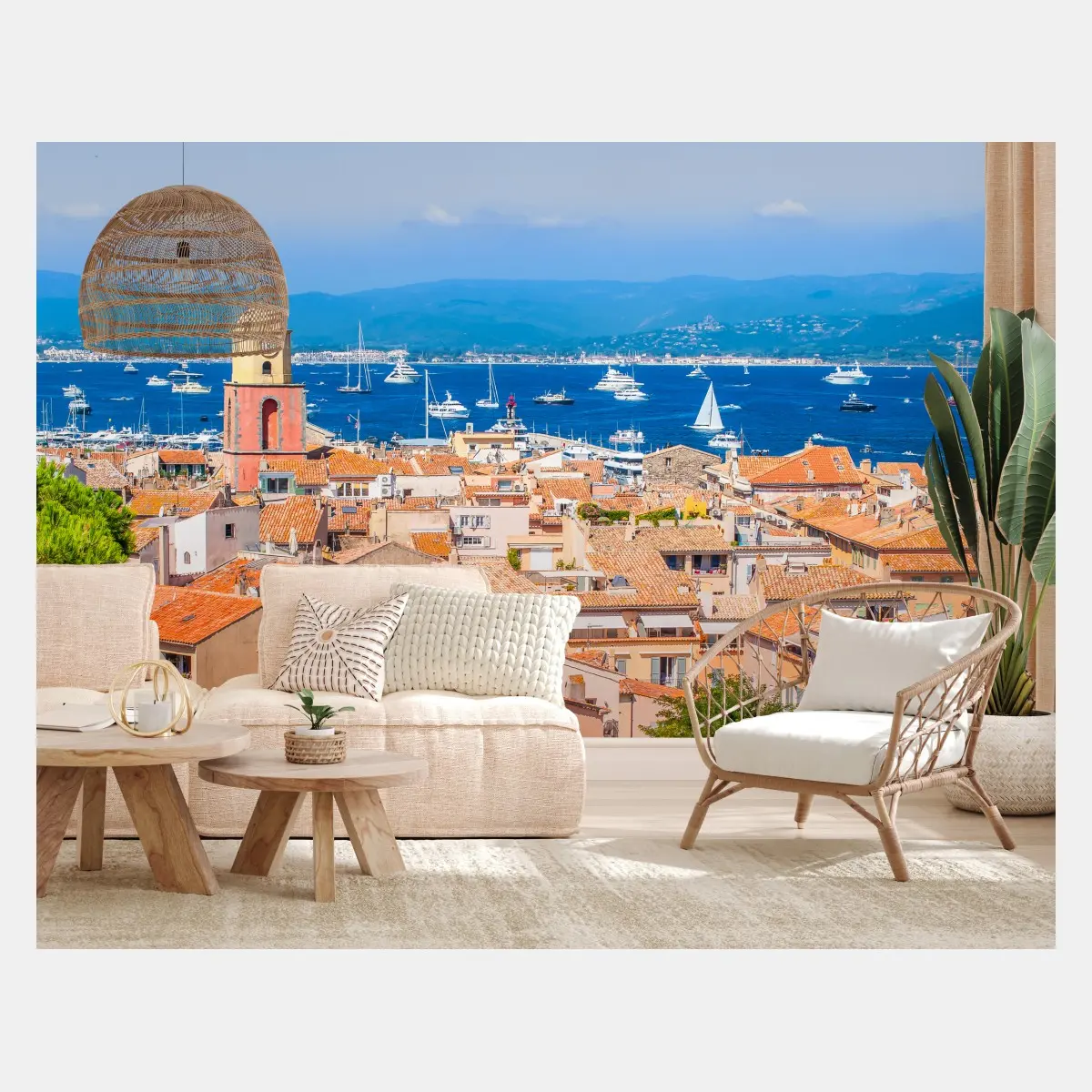 Fototapete sonniges mediterranes hafenpanorama – Pixers®