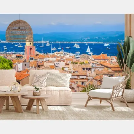 Fototapete sonniges mediterranes hafenpanorama – Pixers®