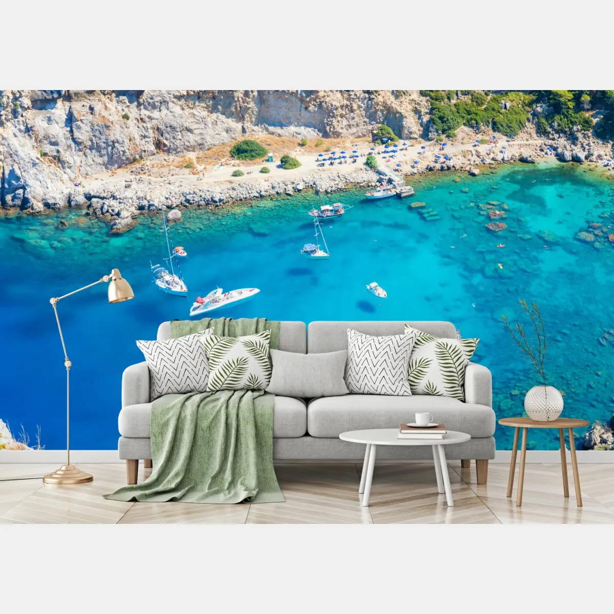 Fototapete luftaufnahme der Anthony Quinn Bucht, Rhodos – Pixers®