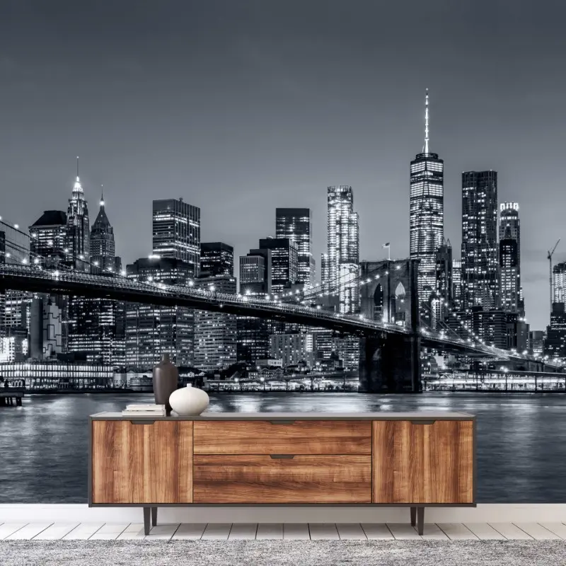 Fototapete New York skyline bei nacht