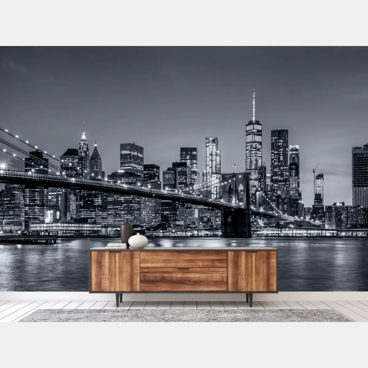 Fototapete New York skyline bei nacht – Pixers®