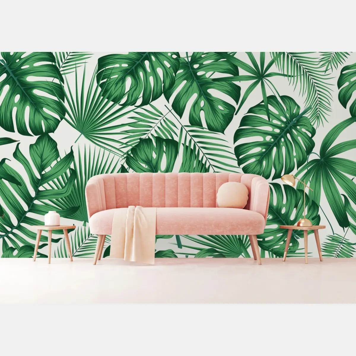 Fototapete tropisches monstera- und palmblättermuster – Pixers®