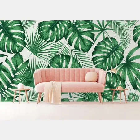 Fototapete tropisches monstera- und palmblättermuster – Pixers®