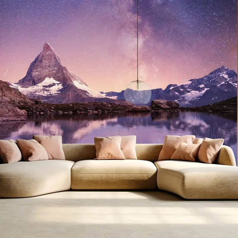 Fototapete Matterhorn unter der Milchstraße mit spiegelung