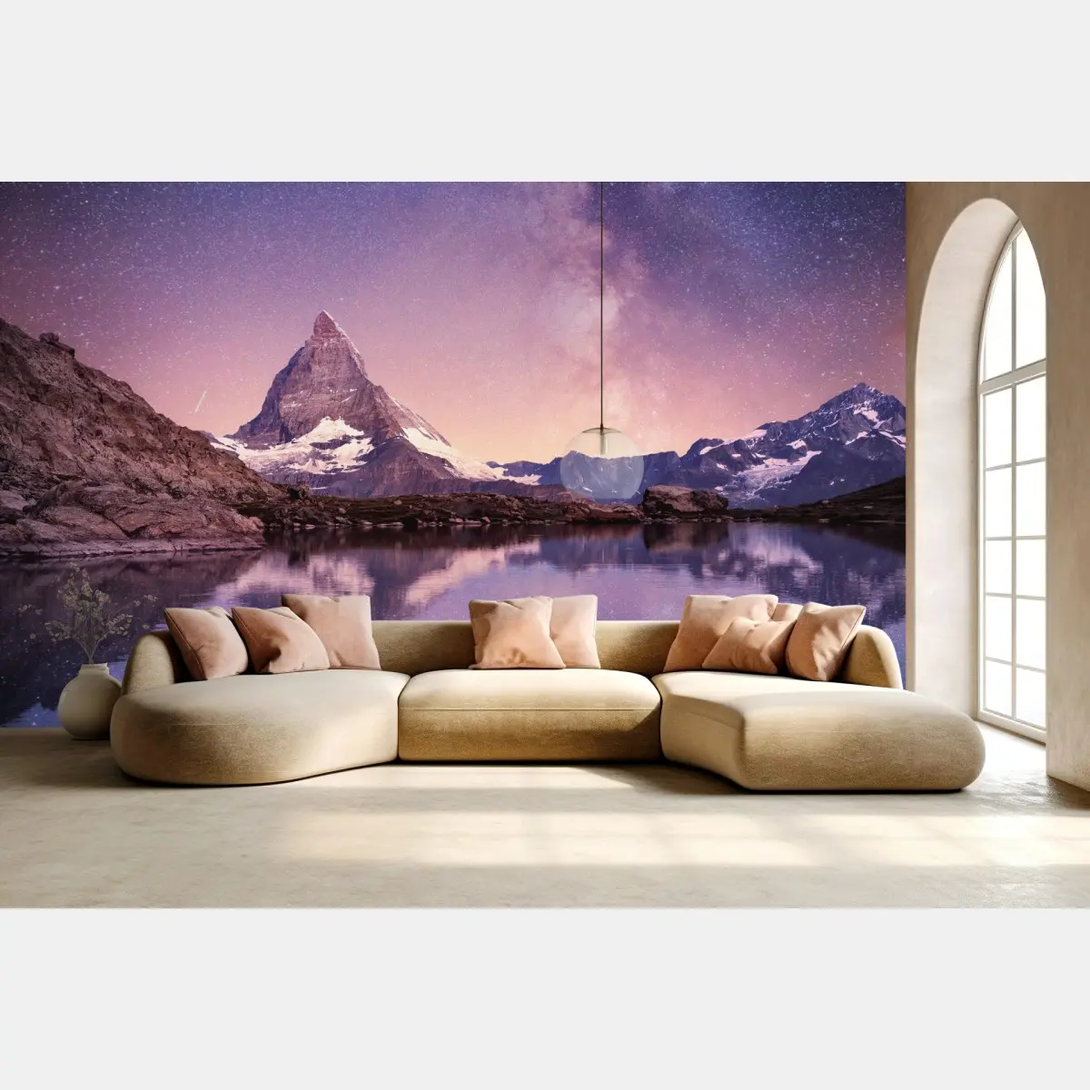 Fototapete Matterhorn unter der Milchstraße mit spiegelung – Pixers®