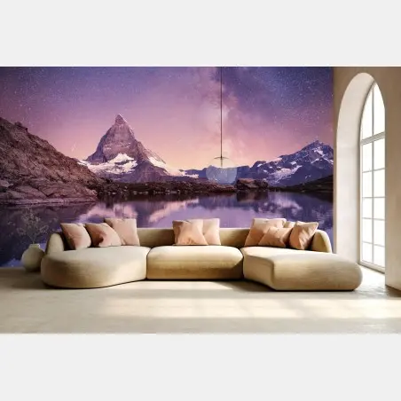 Fototapete Matterhorn unter der Milchstraße mit spiegelung – Pixers®