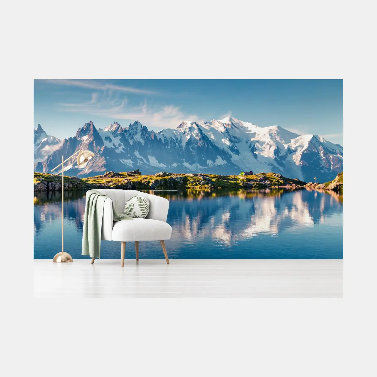 Fototapete panorama von Mont Blanc über dem Lac Blanc – Pixers®