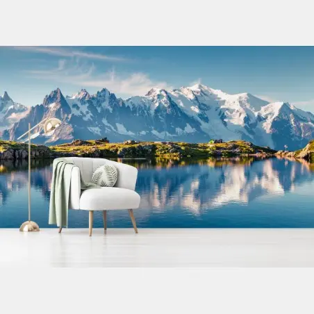 Fototapete panorama von Mont Blanc über dem Lac Blanc – Pixers®