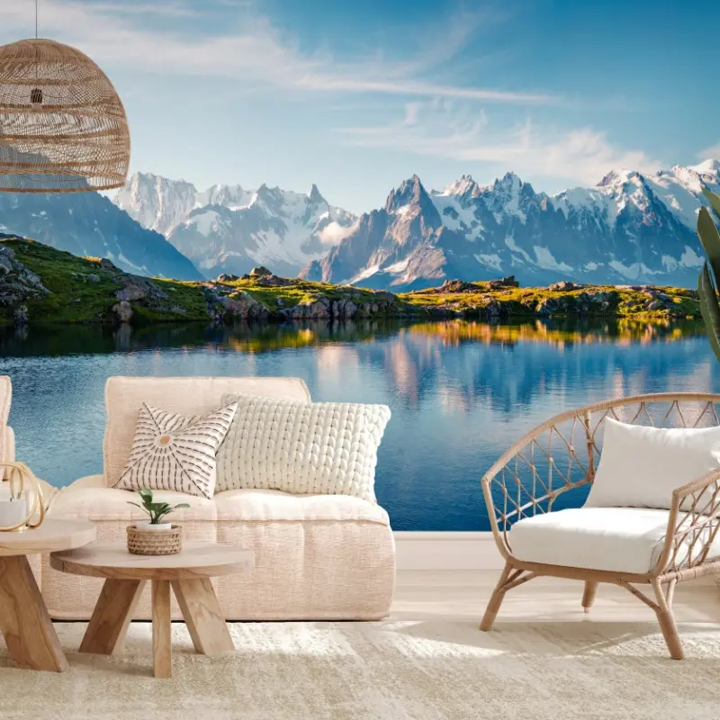 Fototapete panorama von Lac Blanc und Mont Blanc