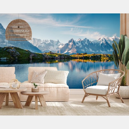 Fototapete panorama von Lac Blanc und Mont Blanc – Pixers®