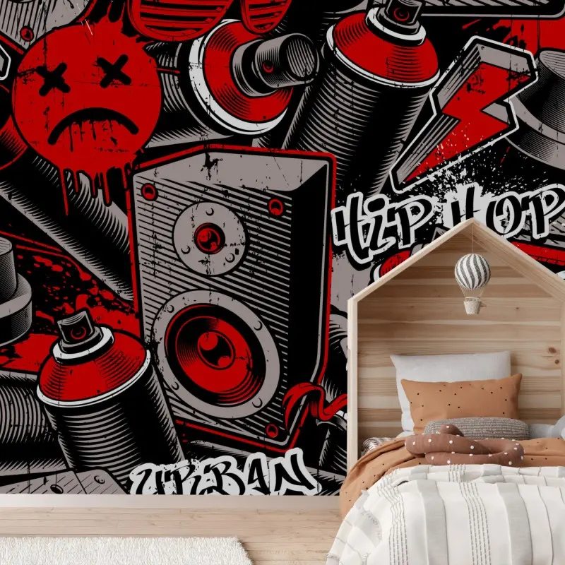 Fototapete urbanes graffiti hip hop collage