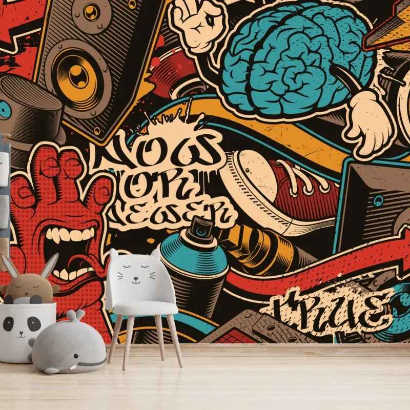 Fototapete urbanes graffiti pop-art collage