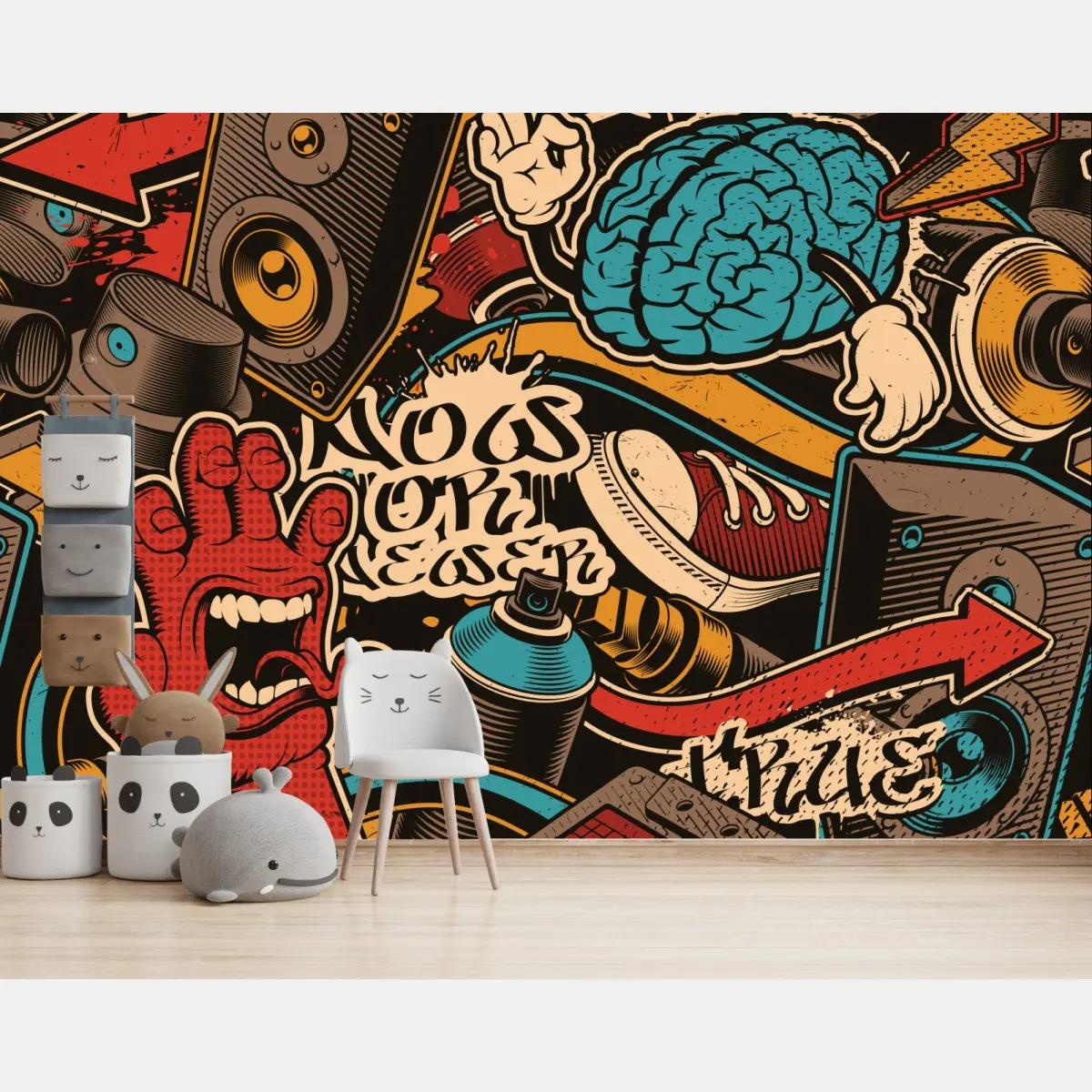 Fototapete urbanes graffiti pop-art collage – Pixers®
