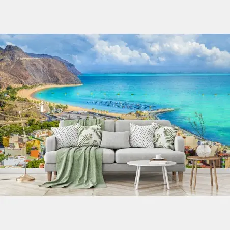 Fototapete panorama des Strandes Las Teresitas, Teneriffa – Pixers®