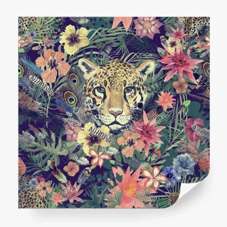 Fototapete vintage aquarell leopard im tropischen dschungel – Pixers®