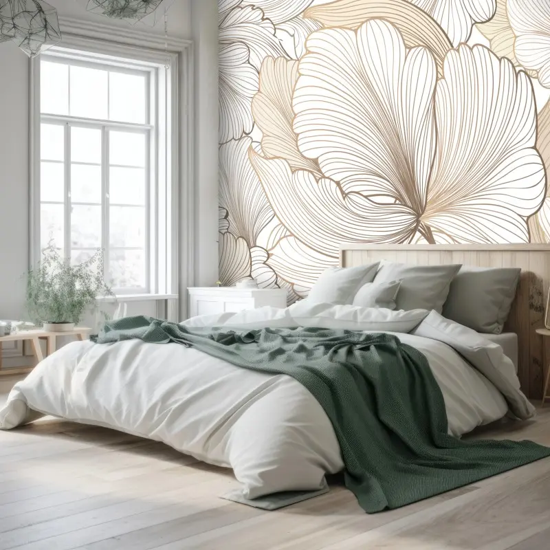 Fototapete zarte beige blumenillustration