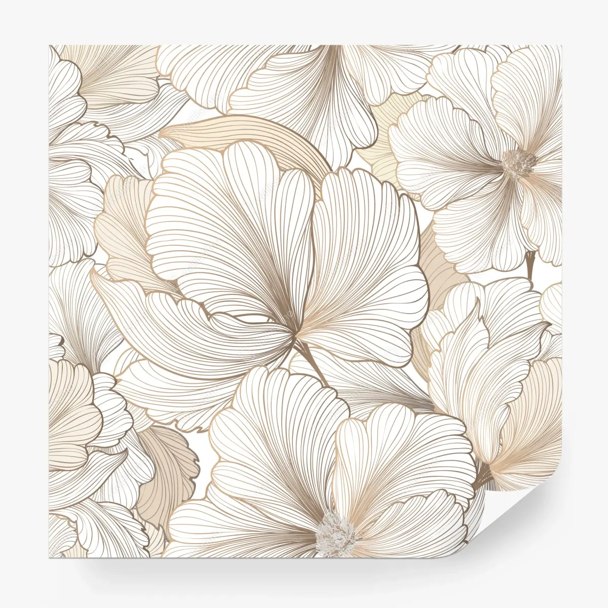 Fototapete zarte beige blumenillustration – Pixers®