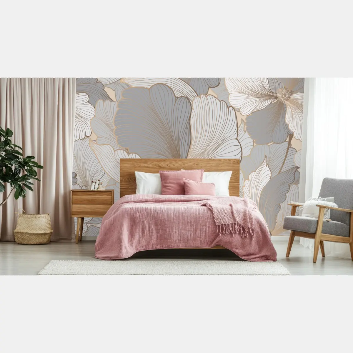Fototapete zartes pastell blumenmuster – Pixers®