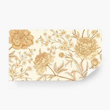 Fototapete vintage beiges blumenmuster mit pfingstrosen – Pixers®