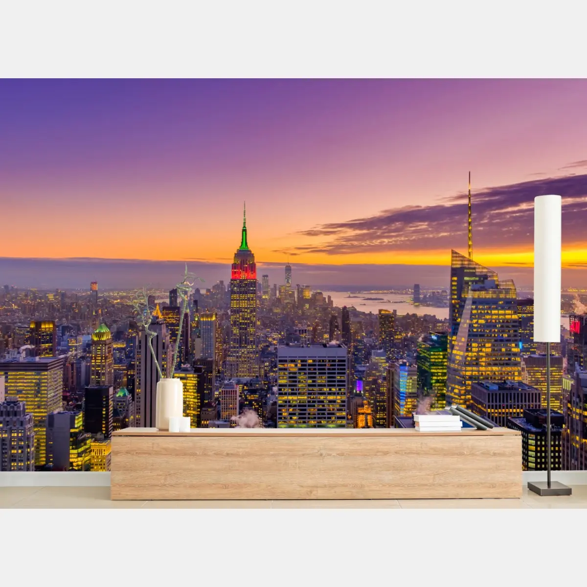 Fototapete lebendige New York skyline bei sonnenuntergang – Pixers®