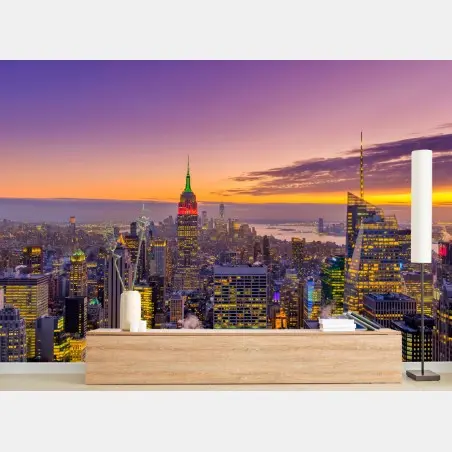 Fototapete lebendige New York skyline bei sonnenuntergang – Pixers®
