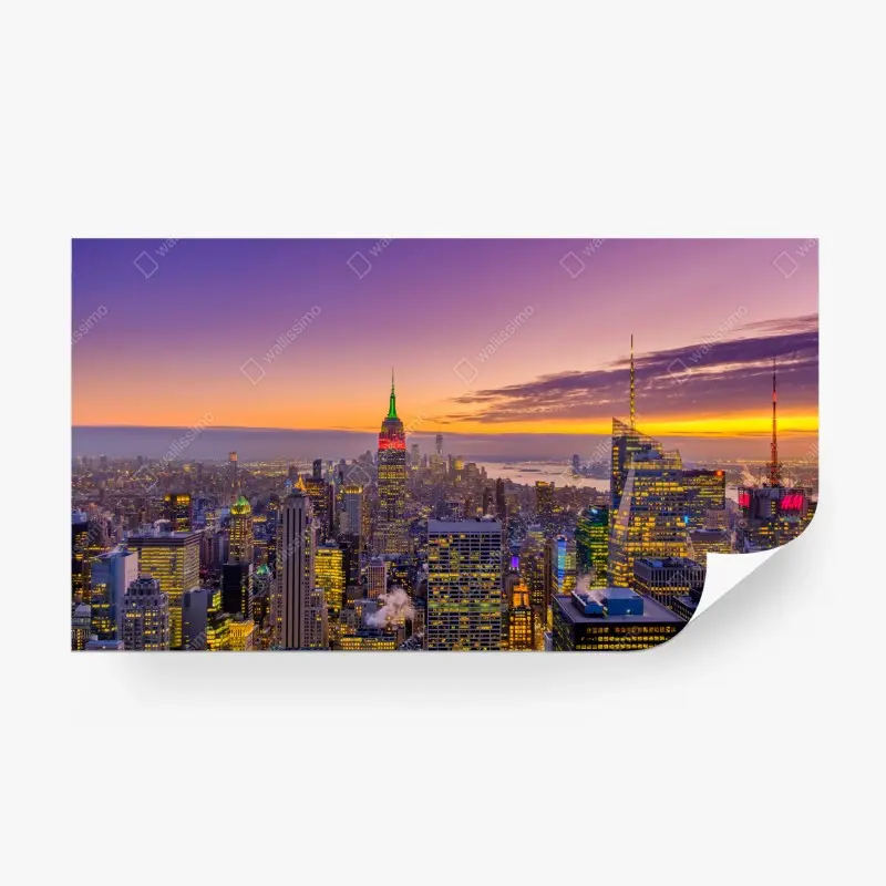 Fototapete lebendige New York skyline bei sonnenuntergang