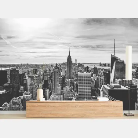 Fototapete panorama von New York in graustufen – Pixers®