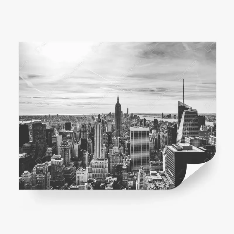 Fototapete panorama von New York in graustufen