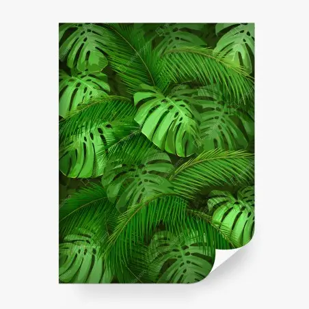 Fototapete üppige tropische monstera- und palmenblätter – Pixers®