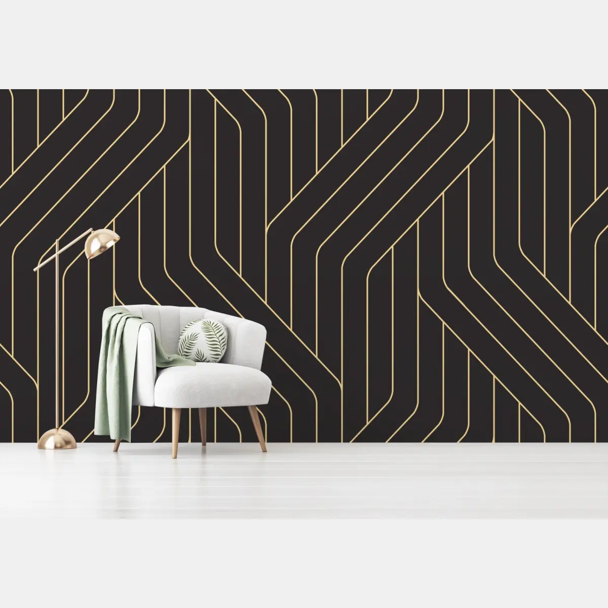Fototapete geometrisches art deco muster in schwarz und gold – Pixers®