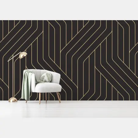 Fototapete geometrisches art deco muster in schwarz und gold – Pixers®
