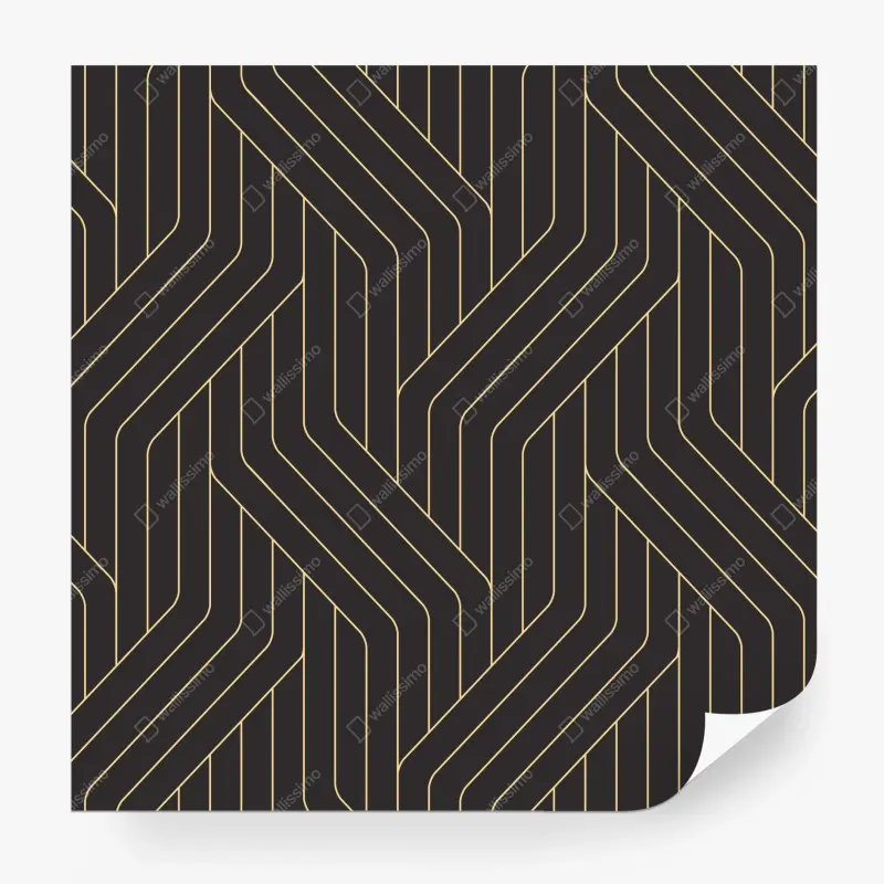 Fototapete geometrisches art deco muster in schwarz und gold