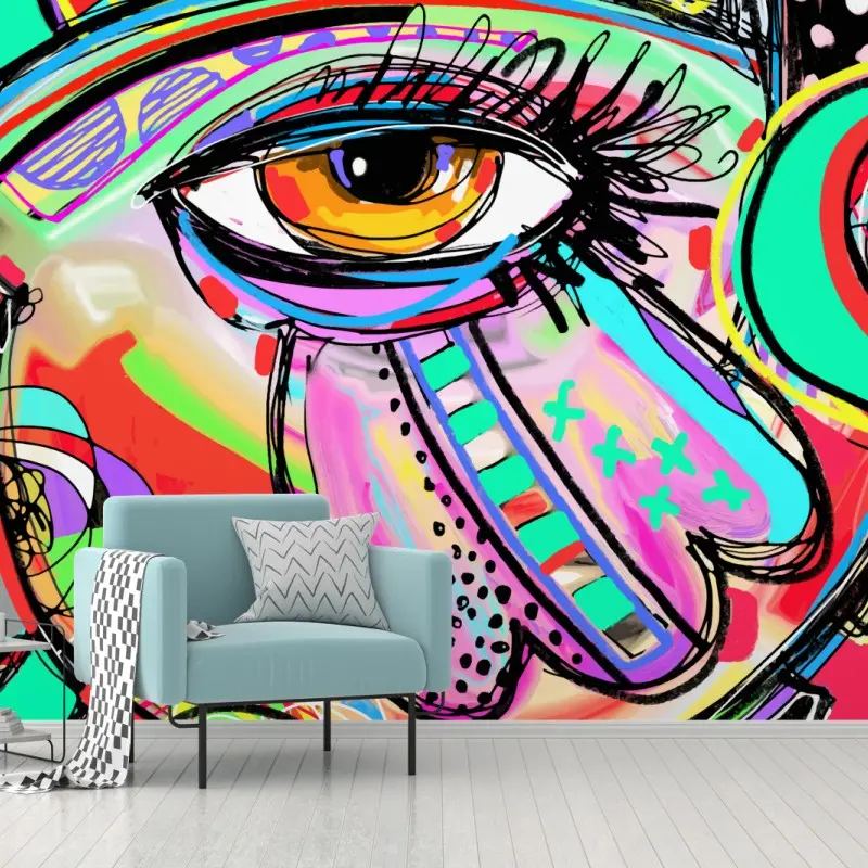 Fototapete lebhaftes abstraktes auge im pop-art stil