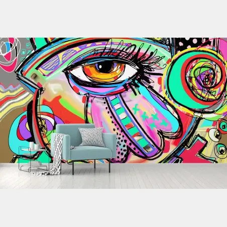 Fototapete lebhaftes abstraktes auge im pop-art stil – Pixers®