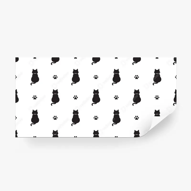 Fototapete muster mit schwarzen katzensilhouetten