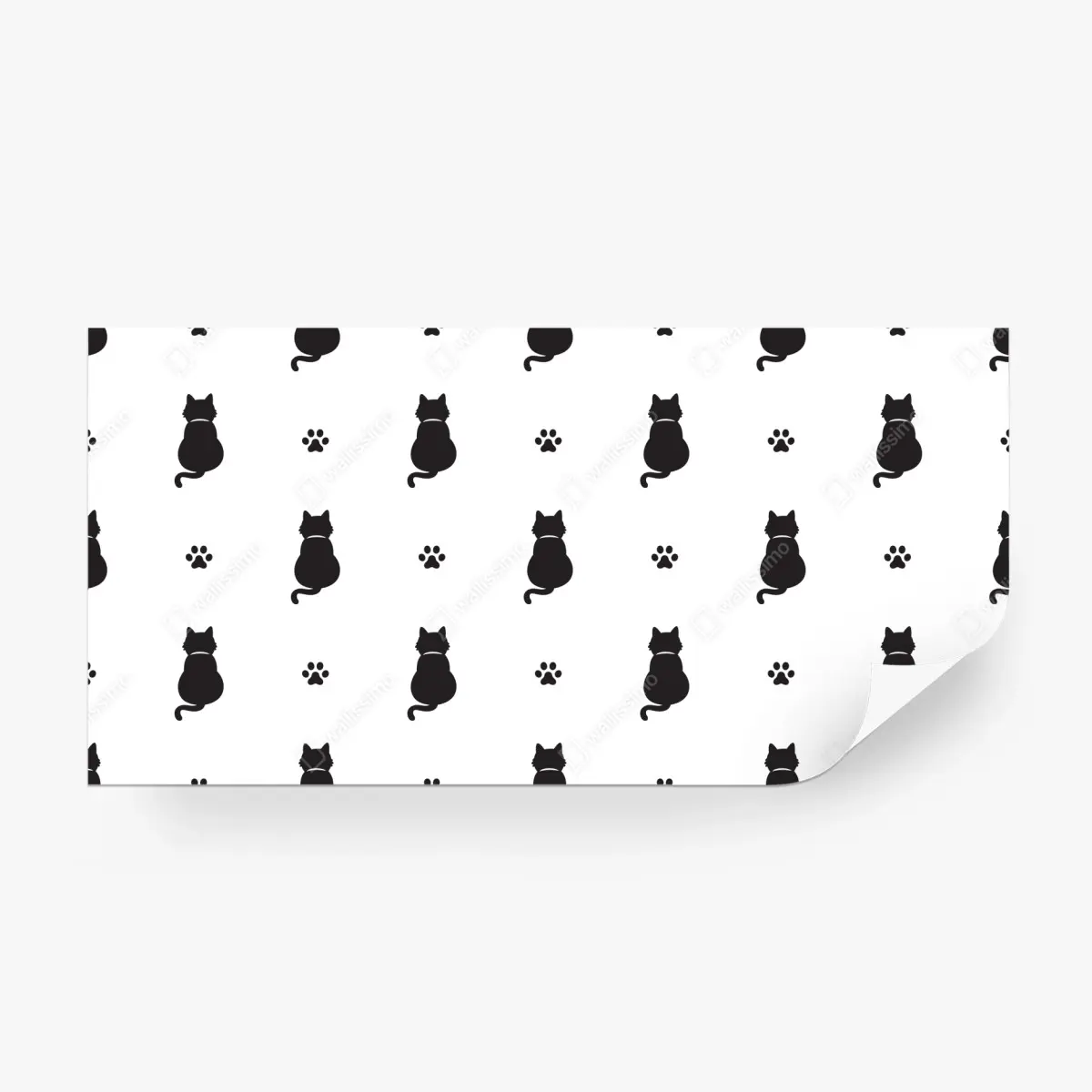 Fototapete muster mit schwarzen katzensilhouetten – Pixers®
