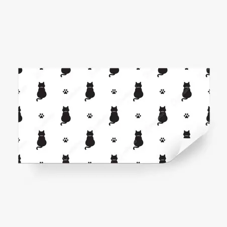 Fototapete muster mit schwarzen katzensilhouetten – Pixers®