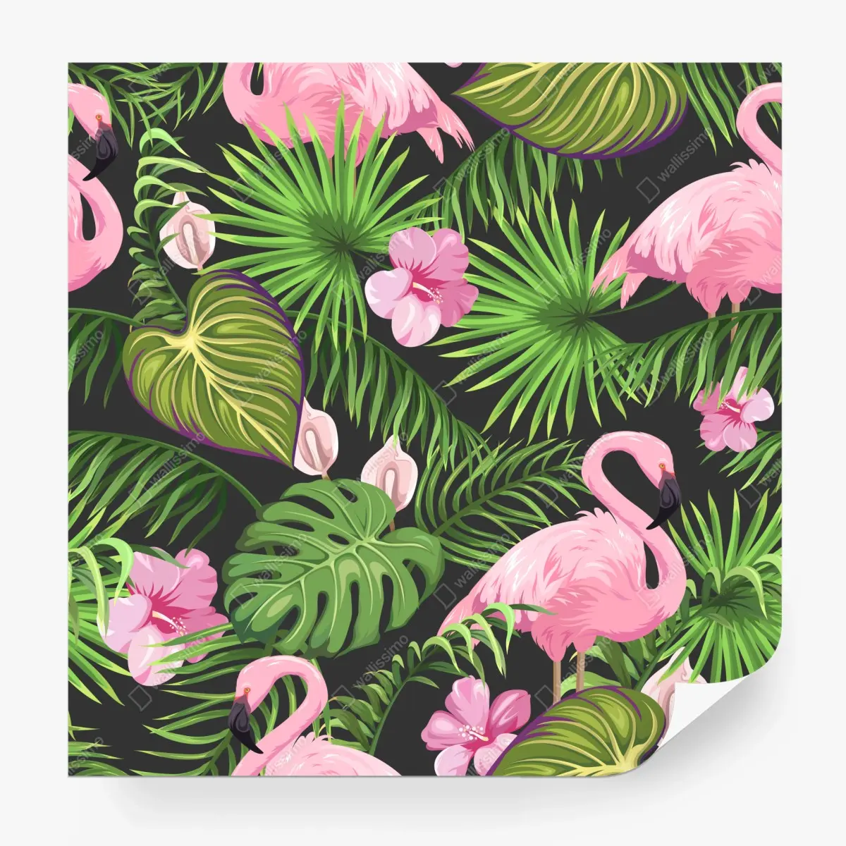 Fototapete rosa flamingo tropenmuster – Pixers®