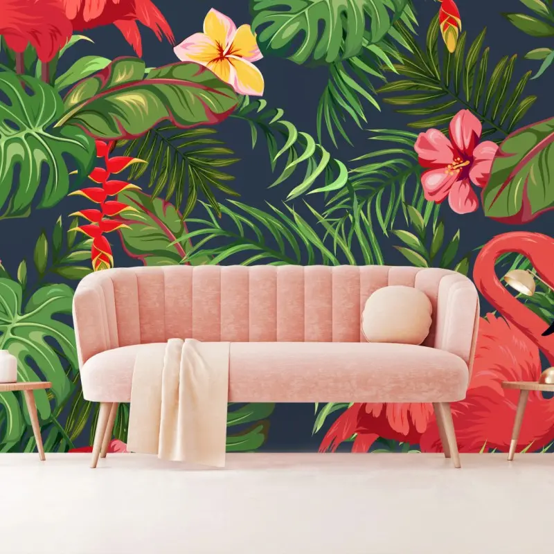 Fototapete tropisches flamingo botanisches design