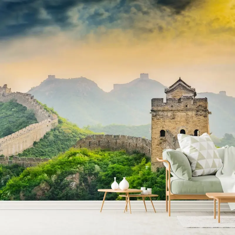 Fototapete sonnenaufgang über der Chinesischen Mauer