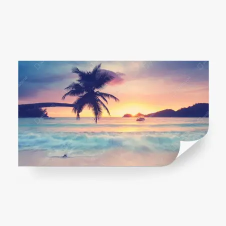 Fototapete tropischer pastellsonnenuntergang am meer – Pixers®